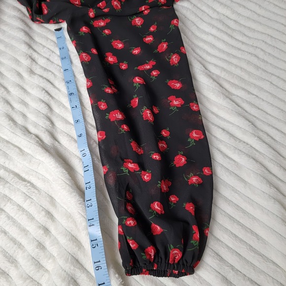 Missguided NWT Black Rose Midi Dress US 8 Whimsygoth Romantic‎ Boho Floral - Picture 7 of 10